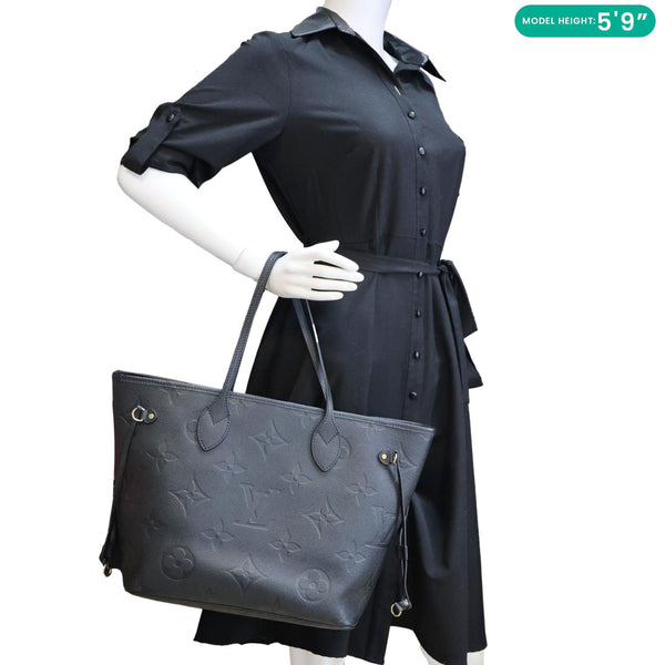 LOUIS VUITTON Neverfull MM Monogram Empreinte Tote Bag Black