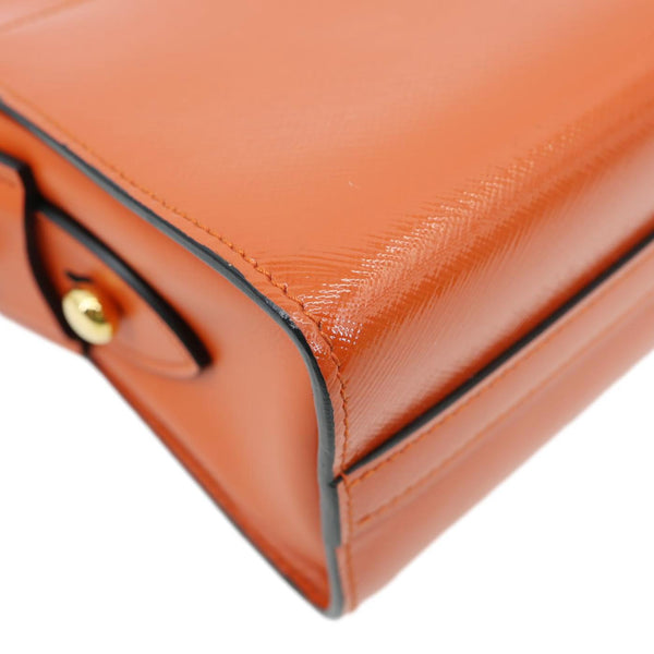 PRADA Esplanade Saffiano Vernice Leather Crossbody Bag Orange