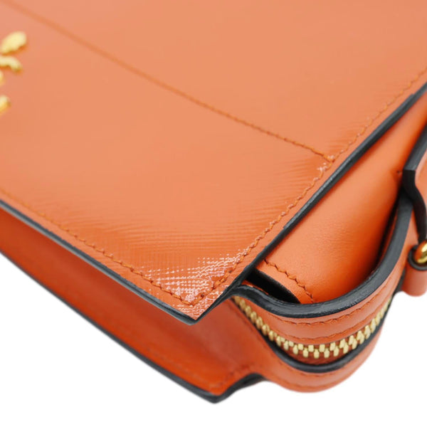 PRADA Esplanade Saffiano Vernice Leather Crossbody Bag Orange