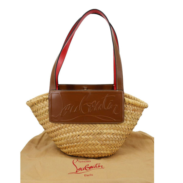 CHRISTIAN LOUBOUTIN Loubishore Woven Straw Basket Bag Brown