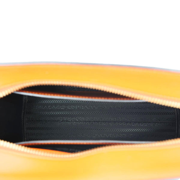 PRADA Esplanade Saffiano Vernice Leather Crossbody Bag Orange
