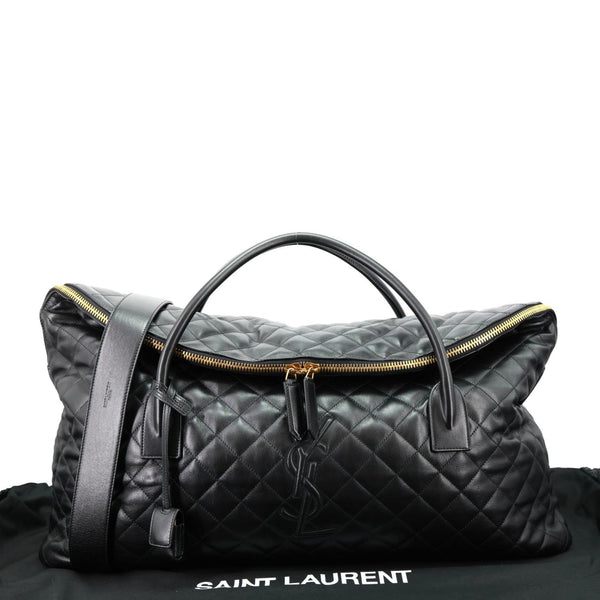 YVES SAINT LAURENT Giant Calfskin Quilted Leather Travel Bag Black