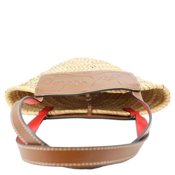 CHRISTIAN LOUBOUTIN Loubishore Woven Straw Basket Bag Brown