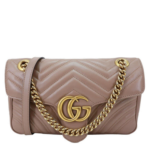 GUCCI GG Marmont Small Matelasse Leather Crossbody Bag Dusty Pink 443497