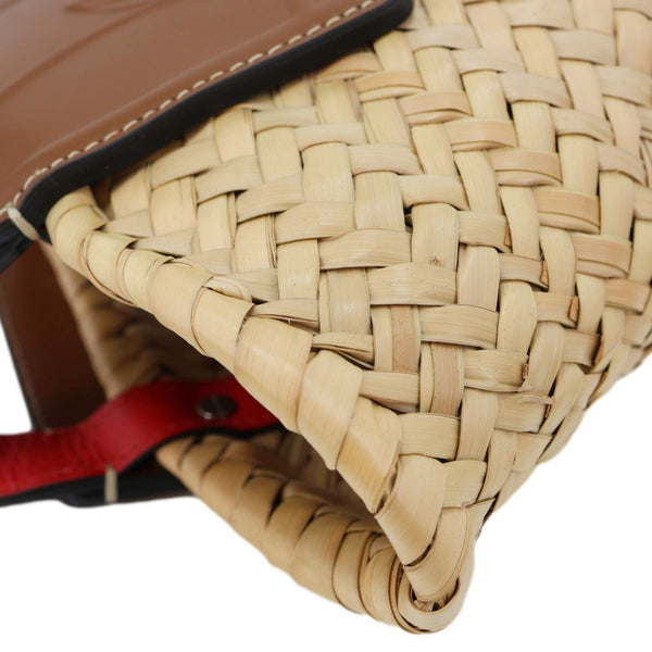 CHRISTIAN LOUBOUTIN Loubishore Woven Straw Basket Bag Brown