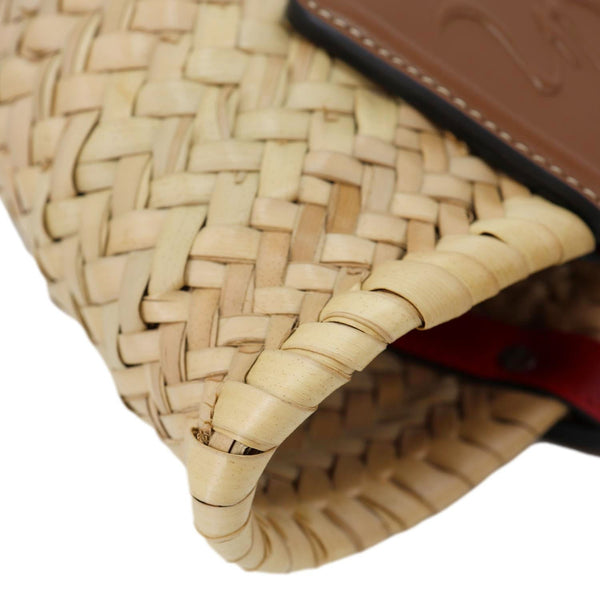 CHRISTIAN LOUBOUTIN Loubishore Woven Straw Basket Bag Brown