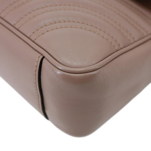 GUCCI GG Marmont Small Matelasse Leather Crossbody Bag Dusty Pink 443497