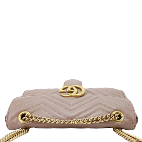 GUCCI GG Marmont Small Matelasse Leather Crossbody Bag Dusty Pink 443497
