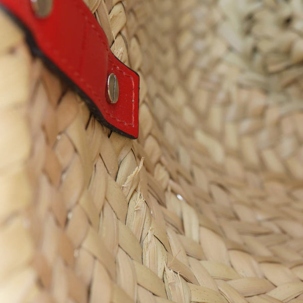CHRISTIAN LOUBOUTIN Loubishore Woven Straw Basket Bag Brown