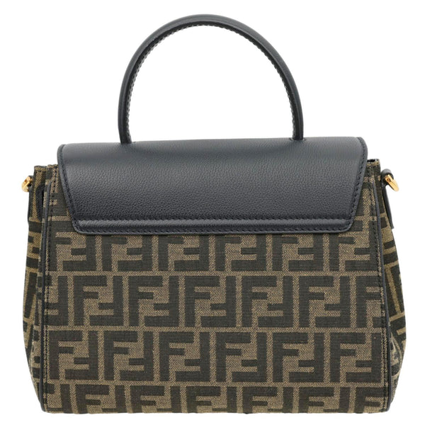 VERSACE X FENDI Fendace Medium La Medusa Zucca Canvas Calfskin Top Handle Shoulder Bag Black