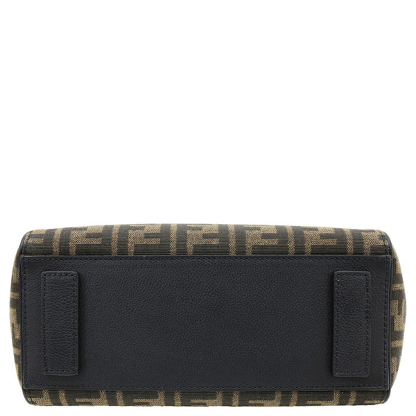 VERSACE X FENDI Fendace Medium La Medusa Zucca Canvas Calfskin Top Handle Shoulder Bag Black