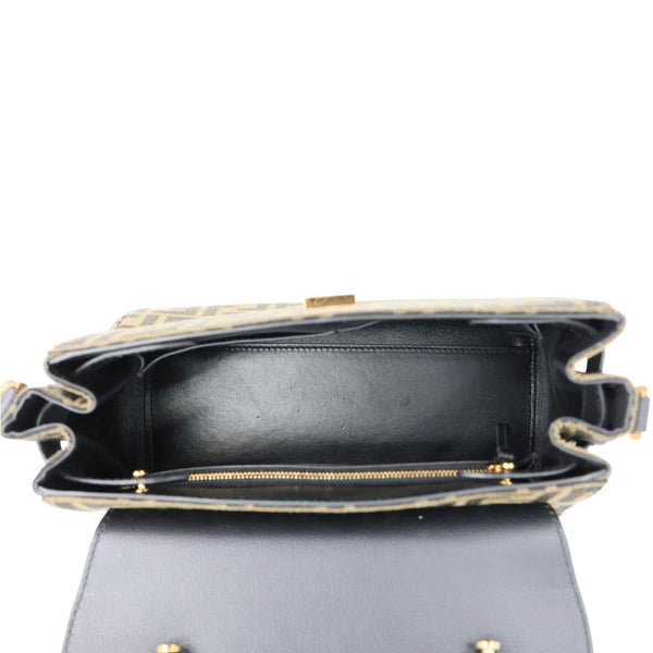VERSACE X FENDI Fendace Medium La Medusa Zucca Canvas Calfskin Top Handle Shoulder Bag Black