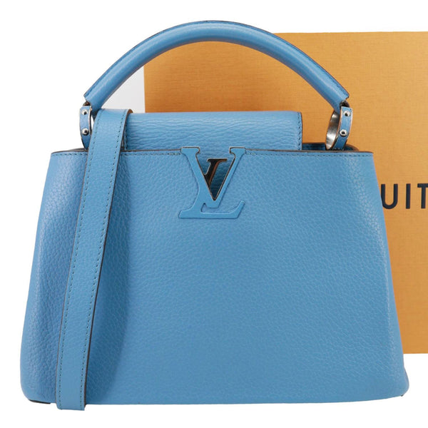 LOUIS VUITTON Capucines BB Taurillon Leather Crossbody Bag Blue