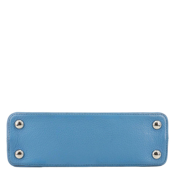 LOUIS VUITTON Capucines BB Taurillon Leather Crossbody Bag Blue