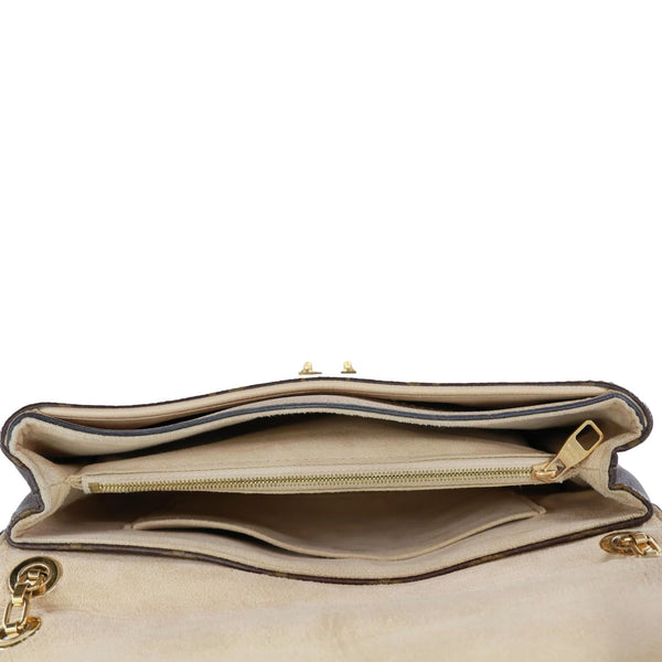 LOUIS VUITTON Pallas Monogram Canvas Chain Crossbody Bag Brown
