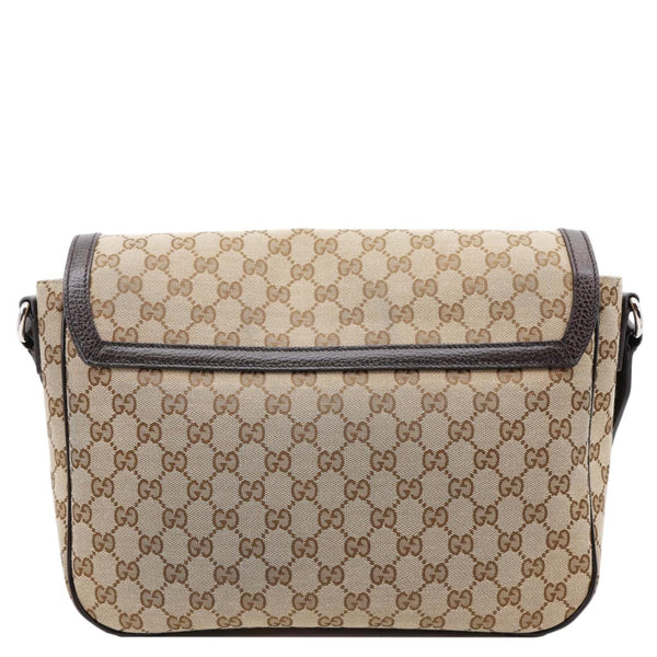 GUCCI GG  Flap Large Monogram Canvas Messenger Bag Beige 449171