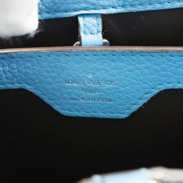 LOUIS VUITTON Capucines BB Taurillon Leather Crossbody Bag Blue