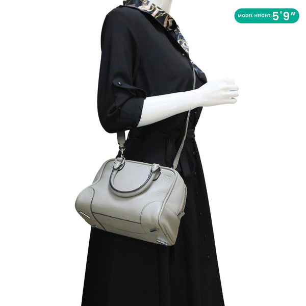 LOEWE Amazona 75 Leather Tote Shoulder Bag Grey