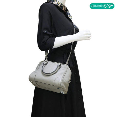 LOEWE Amazona 75 Leather Tote Shoulder Bag Grey