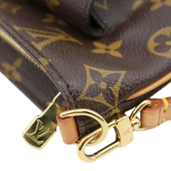 LOUIS VUITTON Partition Monogram Canvas Wristlet Clutch Bag Brown