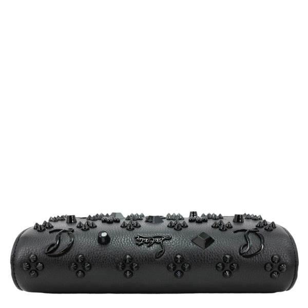 CHRISTIAN LOUBOUTIN Paloma Spikes Calfskin Leather Clutch Crossbody Bag Black