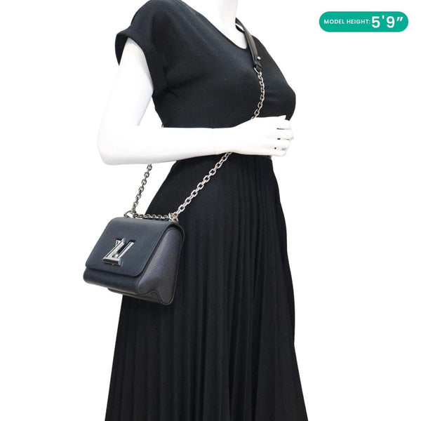 LOUIS VUITTON Twist MM Epi Leather Chain Shoulder Bag Black