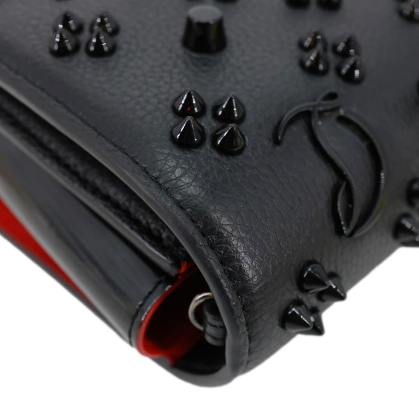 CHRISTIAN LOUBOUTIN Paloma Spikes Calfskin Leather Clutch Crossbody Bag Black