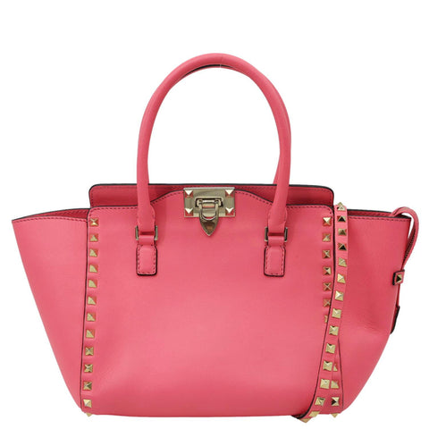 VALENTINO Garavani Rockstud Leather Tote Bag Red