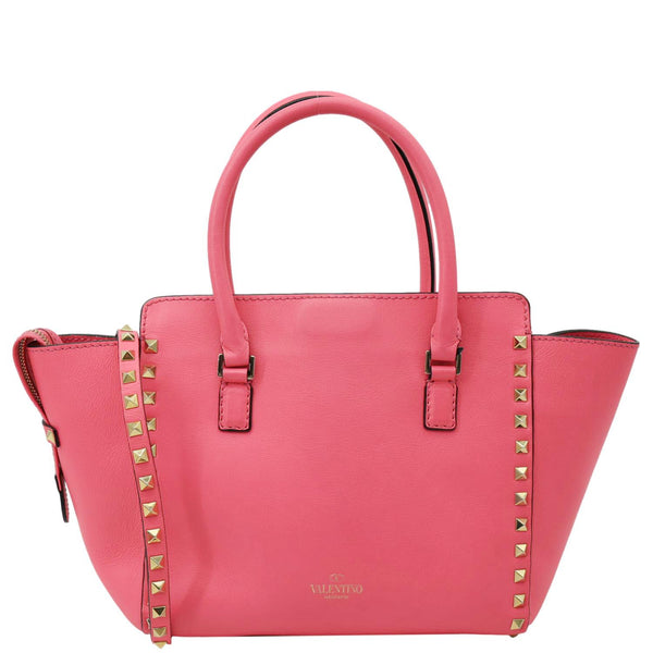 VALENTINO Garavani Rockstud Leather Tote Bag Red