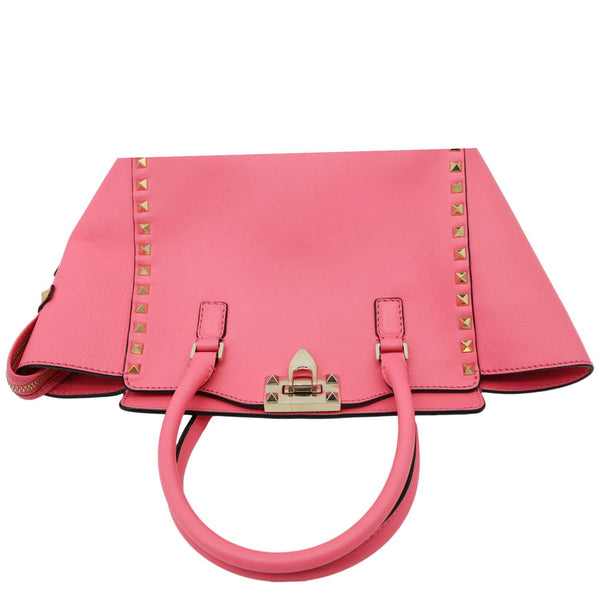 VALENTINO Garavani Rockstud Leather Tote Bag Red