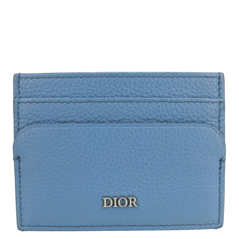 CHRISTIAN DIOR Leather Card Holder Blue