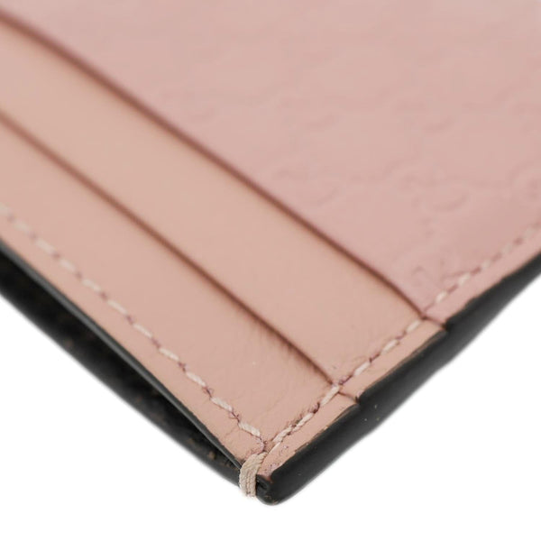 GUCCI Microguccissima Calfskin Leather Card Holder Pink 262837