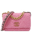 CHANEL 19 Flap Wool Tweed Wallet On Chain Shoulder Bag Pink