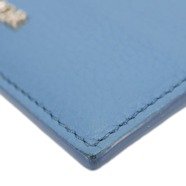 CHRISTIAN DIOR Leather Card Holder Blue