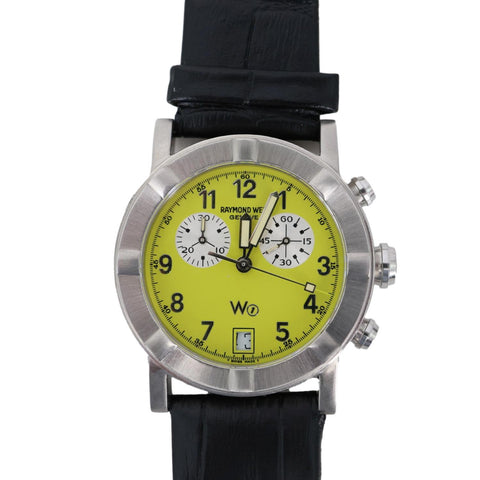 Raymond Weil  Vintage W1 6800 Parsifal Chronograph Yellow Dial Watch 35mm