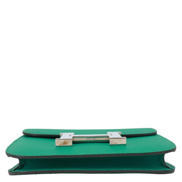 HERMES Constance Slim Grained Calfskin Leather Wallet Vert Vertigo