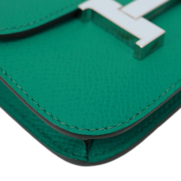 HERMES Constance Slim Grained Calfskin Leather Wallet Vert Vertigo