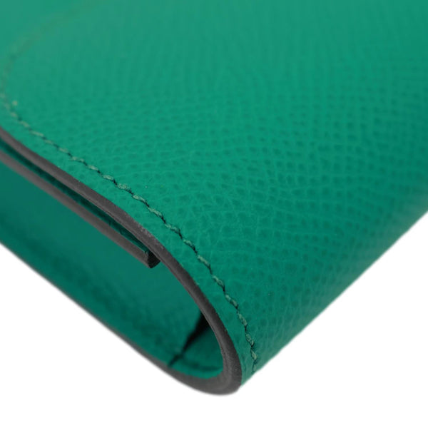 HERMES Constance Slim Grained Calfskin Leather Wallet Vert Vertigo