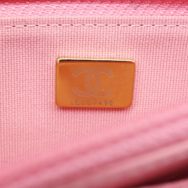 CHANEL 19 Flap Wool Tweed Wallet On Chain Shoulder Bag Pink
