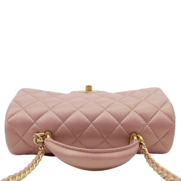 CHANEL Classic Rectangular Flap Mini Quilted Leather Top Handle Crossbody Bag Rose Pink
