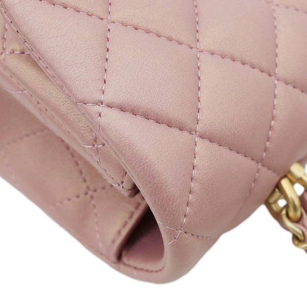 CHANEL Classic Rectangular Flap Mini Quilted Leather Top Handle Crossbody Bag Rose Pink