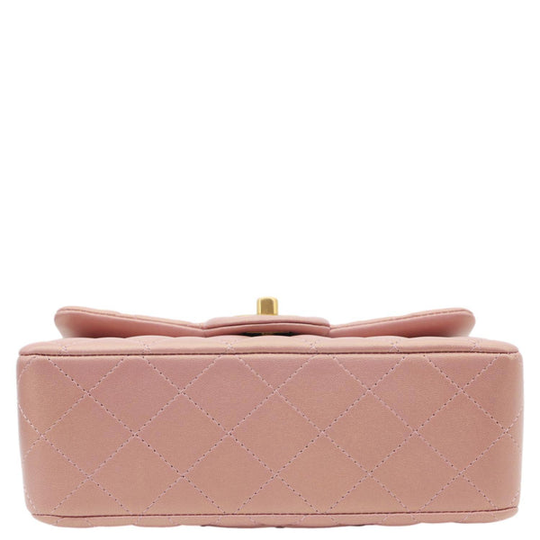 CHANEL Classic Rectangular Flap Mini Quilted Leather Top Handle Crossbody Bag Rose Pink