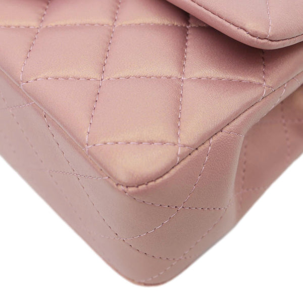 CHANEL Classic Rectangular Flap Mini Quilted Leather Top Handle Crossbody Bag Rose Pink