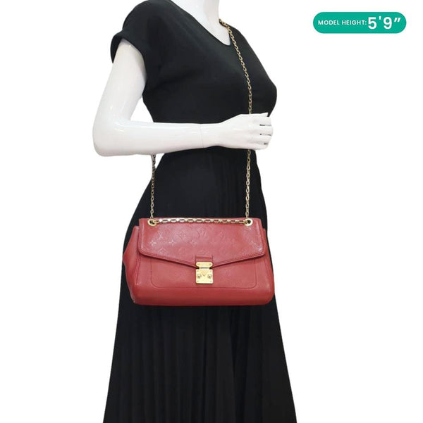 LOUIS VUITTON Saint Germain PM Monogram Empreinte Leather Shoulder Bag Red
