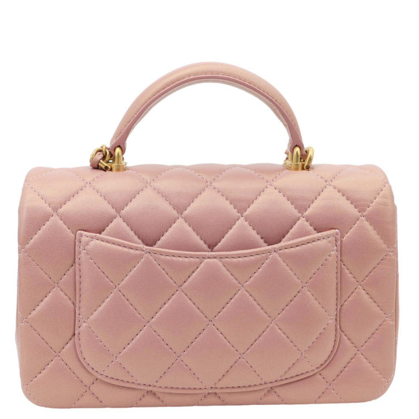 CHANEL Classic Rectangular Flap Mini Quilted Leather Top Handle Crossbody Bag Rose Pink