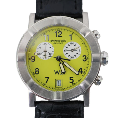 Raymond Weil Vintage W1 6800 Parsifal Chronograph Yellow Dial Watch 35mm