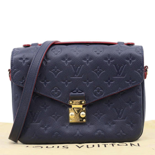 LOUIS VUITTON Metis Pochette Empreinte Leather Crossbody Bag Navy Blue