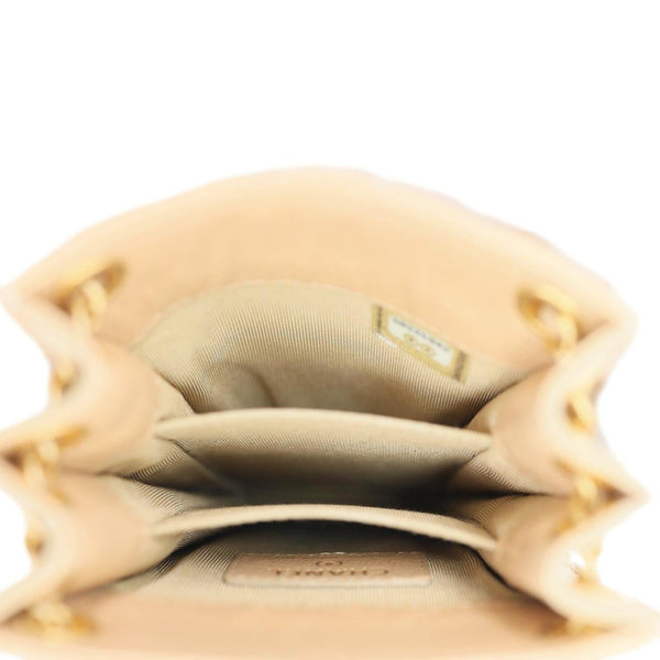 CHANEL CC Quilted Leather Crossbody Phone Holder Gold