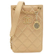 CHANEL CC Quilted Leather Crossbody Phone Holder Gold