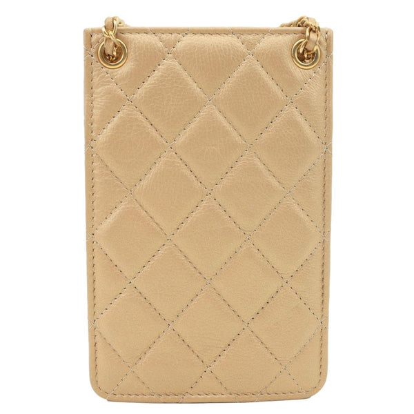 CHANEL CC Quilted Leather Crossbody Phone Holder Gold